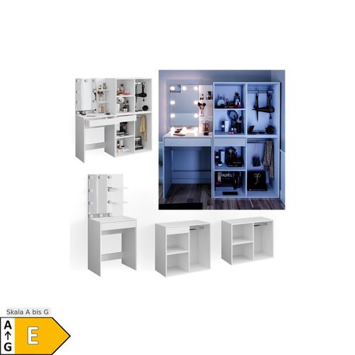 4251421951662 - Schminktisch Isabelle Weiß mit Beistellschränken und LED-Beleuchtung Vicco 4251421951662 - Schminktisch Isabelle Weiß mit Beistellschränken und LED-Beleuchtung Vicco