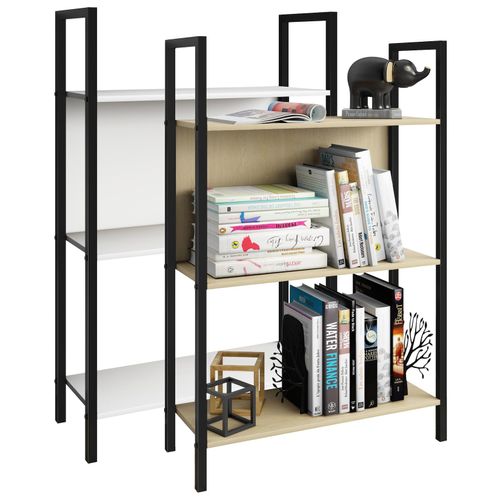 4051814436840 - Standregal Holz Metall Aufbewahrung Stand Regal Bücherregal Deko Bücher Standregal Flakos 3 Gr 56 weiß B56cm H100cm T24cm Metall Holz Spanplatte Holzwerkstoff Regale