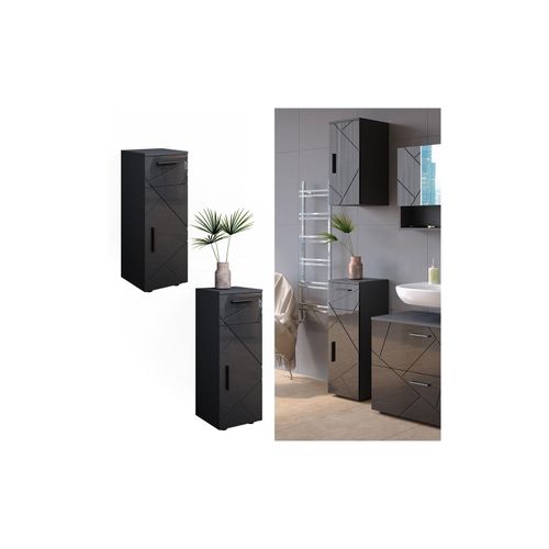 4066731227587 - Midischrank Badschrank Badezimmermöbel Irma Anthrazit Hochglanz modern 30x81 cm Badezimmer Schrank Badmöbel Schranktür Schrankfach Schrankschublade Ablage Aufbewahrung