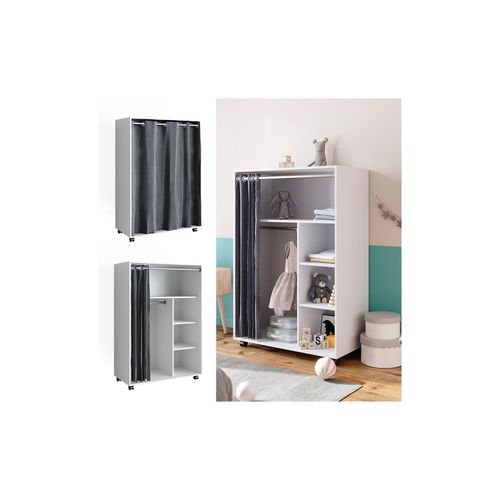 4066731276608 - mobiler Kinderkleiderschrank Dielenschrank Garderobe Doros Weiß modern 100 x 147 cm offen rollbar 4066731276608 - mobiler Kinderkleiderschrank Dielenschrank Garderobe Doros Weiß modern 100 x 147 cm offen rollbar