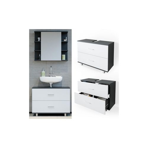 4251421949607 - VICCO Waschbeckenunterschrank ILIAS Weiß Anthrazit Schublade Unterschrank Badezimmer 4251421949607 - VICCO Waschbeckenunterschrank ILIAS Weiß Anthrazit Schublade Unterschrank Badezimmer