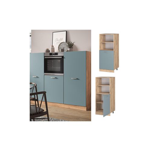 4066731344529 - Vorratsschrank Küchenschrank R-Line Solid Eiche Blau Grau 60 cm modern kleine Tür