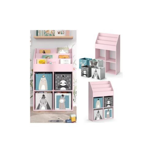 4066731335916 - Kinderbücherregal Luigi 72 x 114 cm Rosa Kinderzimmerregal offene Fächer groß Faltboxen 4066731335916 - Kinderbücherregal Luigi 72 x 114 cm Rosa Kinderzimmerregal offene Fächer groß Faltboxen