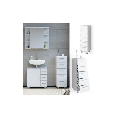 4251421939004 - VICCO Badschrank ILIAS Weiß Midischrank Bad Schrank Badregal Badezimmer