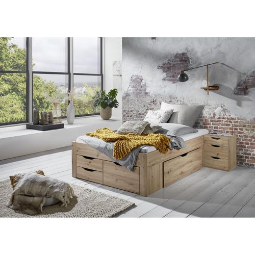 4250468575084 - Stauraumbett Noah 140 x 200 cm mit Rolllattenrost mit 5 Bettschubladen Ausf Eiche Artisan Dekor 4250468575084 - Stauraumbett Noah 140 x 200 cm mit Rolllattenrost mit 5 Bettschubladen Ausf Eiche Artisan Dekor