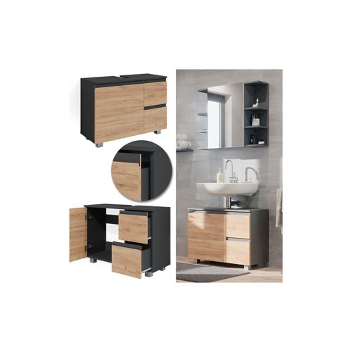 4066731196890 - Waschtischunterschrank Waschbeckenunterschrank Badschrank J-shape Anthrazit Eiche modern 80x61cm Badezimmer Schrank Badmöbel Schranktür Schrankschublade Aufbewahrung 4066731196890 - Waschtischunterschrank Waschbeckenunterschrank Badschrank J-shape Anthrazit Eiche modern 80x61cm Badezimmer Schrank Badmöbel Schranktür Schrankschublade Aufbewahrung