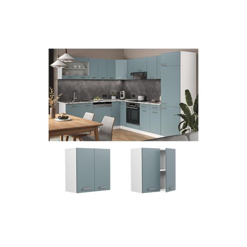 4066731344642 - Hängeschrank Küchenschrank R-Line Solid Weiß Blau Grau 60 cm modern