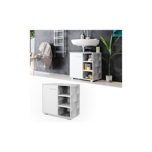 4251421911314 - Waschtischunterschrank Perry Unterschrank Waschbecken Waschtisch Weiß Beton 4251421911314 - Waschtischunterschrank Perry Unterschrank Waschbecken Waschtisch Weiß Beton