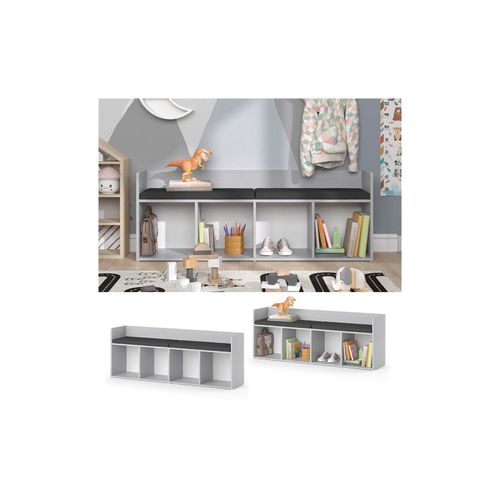 4066731272129 - Sitzbank Kinderzimmerbank Kinderregal Luigi Hellgrau 142x53 cm modern Kinderzimmer Regal Aufbewahrungsregal Bücherregal Lesebank Spielzeugaufbewahrung Organizer Regal-Bank-Kombi 4 Fächer 4066731272129 - Sitzbank Kinderzimmerbank Kinderregal Luigi Hellgrau 142x53 cm modern Kinderzimmer Regal Aufbewahrungsregal Bücherregal Lesebank Spielzeugaufbewahrung Organizer Regal-Bank-Kombi 4 Fächer