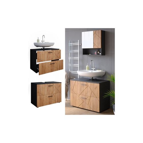4066731052158 - Waschtischunterschrank Badschrank Badezimmerschrank Irma Anthrazit Eiche 80 cm Hochglanz 4066731052158 - Waschtischunterschrank Badschrank Badezimmerschrank Irma Anthrazit Eiche 80 cm Hochglanz