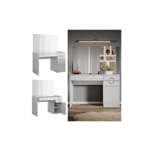4066731340583 - Schminktisch Adela Weiß Hochglanz 115 x 76 cm mit Spiegel Frisierkommode 4066731340583 - Schminktisch Adela Weiß Hochglanz 115 x 76 cm mit Spiegel Frisierkommode
