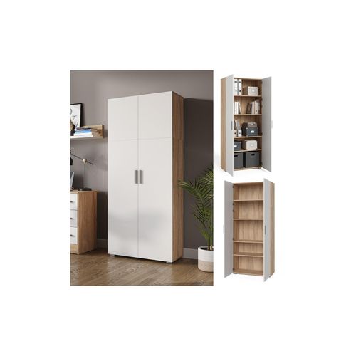 4066731031832 - Aktenschrank Mehrzweckschrank Büroschrank Ingo Weiß-Sonoma 2 Türen Fächer 4066731031832 - Aktenschrank Mehrzweckschrank Büroschrank Ingo Weiß-Sonoma 2 Türen Fächer