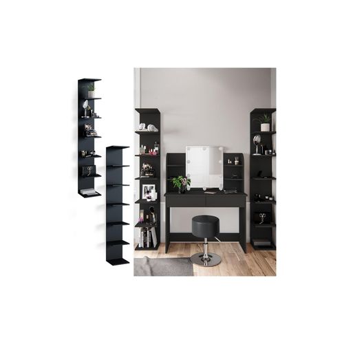 4251421953109 - Wandregal Standregal Bücherregal Paolo 2er Set Schwarz 7 Ablagen Schminktisch 4251421953109 - Wandregal Standregal Bücherregal Paolo 2er Set Schwarz 7 Ablagen Schminktisch
