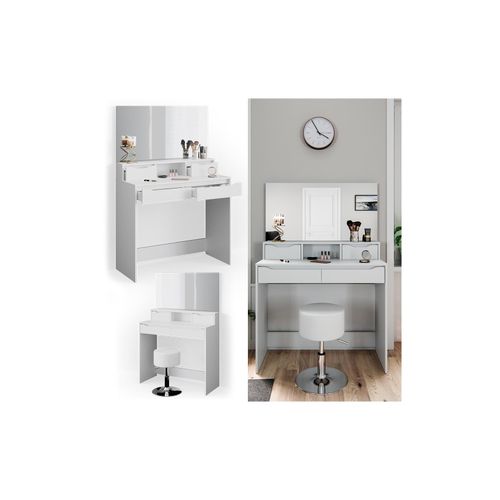 4251421948471 - Schminktisch Ruben weiß Spiegel Hocker Frisiertisch Kommode mit Schubladen 4251421948471 - Schminktisch Ruben weiß Spiegel Hocker Frisiertisch Kommode mit Schubladen