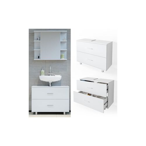 4251421954700 - VICCO Waschbeckenunterschrank ILIAS Weiß Schublade Unterschrank Badezimmer