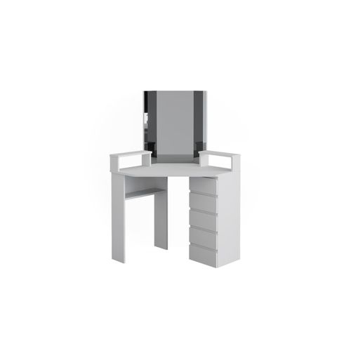4251421972841 - Eckschminktisch Frisiertisch Frisierkommode Tilda Weiß mit Spiegel Ablagen 4251421972841 - Eckschminktisch Frisiertisch Frisierkommode Tilda Weiß mit Spiegel Ablagen