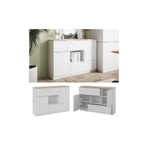 4066731381203 - Sideboard Betti Weiß Sonoma 120 x 836 cm 2x Tür 2x Schublade und 1x offenes Fache Vicco 4066731381203 - Sideboard Betti Weiß Sonoma 120 x 836 cm 2x Tür 2x Schublade und 1x offenes Fache Vicco