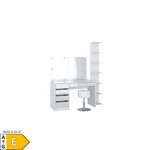 4066731366255 - Schminktisch Sherry Weiß 4 Teile mit Aufbewahrungsregal Spiegel Hocker led Vicco 4066731366255 - Schminktisch Sherry Weiß 4 Teile mit Aufbewahrungsregal Spiegel Hocker led Vicco