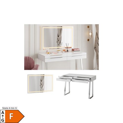 4066731326242 - Livinity Schminktisch Alexia Weiß mit Spiegel 120 x 50 cm Frisiertisch Schubladen