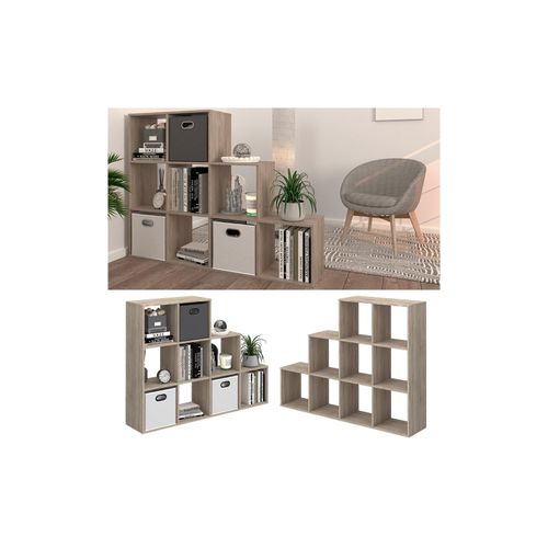 4066731028344 - Treppenregal Raumteiler Bücherregal 9 Fächer Sonoma Stufenregal Regal 4066731028344 - Treppenregal Raumteiler Bücherregal 9 Fächer Sonoma Stufenregal Regal