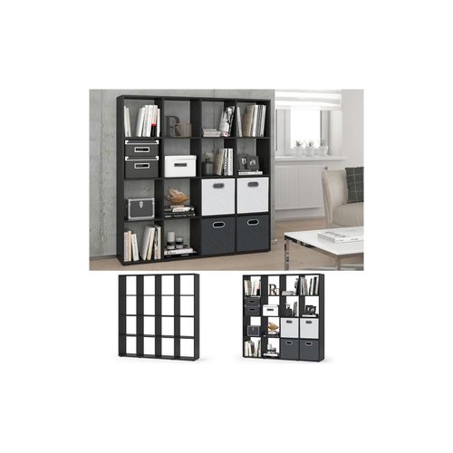 4251421934313 - VICCO Raumteiler KARREE 16 Fächer Schwarz - Bücherregal Regal Standregal Büroregal 4251421934313 - VICCO Raumteiler KARREE 16 Fächer Schwarz - Bücherregal Regal Standregal Büroregal