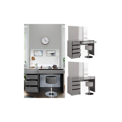 4066731196951 - Schminktisch Frisiertisch Frisierkommode Sherry Grau Schminkspiegel Hocker 120x75 cm modern Schlafzimmer Kommode Schublade Ablage Aufbewahrung Kosmetiktisch Make-Up-Tisch Hochglanz 4066731196951 - Schminktisch Frisiertisch Frisierkommode Sherry Grau Schminkspiegel Hocker 120x75 cm modern Schlafzimmer Kommode Schublade Ablage Aufbewahrung Kosmetiktisch Make-Up-Tisch Hochglanz