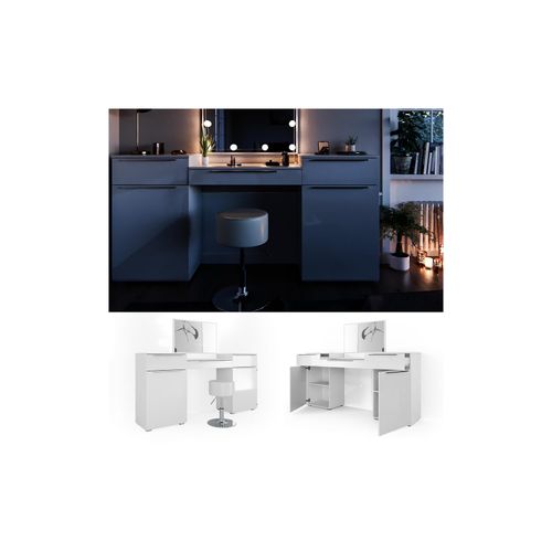 4251421925861 - Schminktisch Lilli Frisiertisch Kommode Frisierkommode Spiegel Weiß inklusive Hocker 4251421925861 - Schminktisch Lilli Frisiertisch Kommode Frisierkommode Spiegel Weiß inklusive Hocker