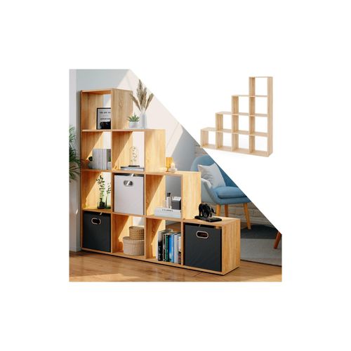 4260423424760 - VICCO Treppenregal 10 Fächer Eiche Sonoma - Raumteiler Stufenregal Bücherregal 4260423424760 - VICCO Treppenregal 10 Fächer Eiche Sonoma - Raumteiler Stufenregal Bücherregal