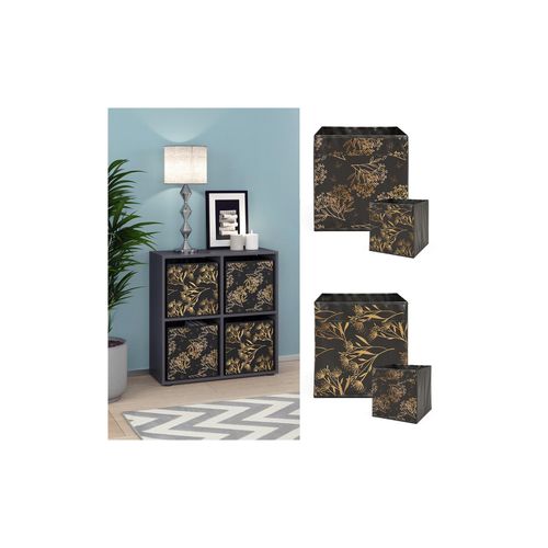 4066731049530 - Raumteiler Würfelregal Standregal Tetra Schwarz Faltbox Wohnzimmer Regal 73x72 cm modern Ablage 4 Fächer Dekoregal Ordnerregal Aufbewahrung 4066731049530 - Raumteiler Würfelregal Standregal Tetra Schwarz Faltbox Wohnzimmer Regal 73x72 cm modern Ablage 4 Fächer Dekoregal Ordnerregal Aufbewahrung