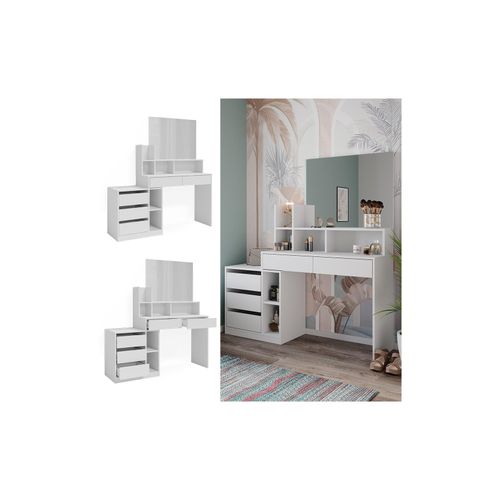 4066731347438 - Schminktisch Anja 1398 x 115 cm Weiß mit Spiegel Frisiertisch modern 4066731347438 - Schminktisch Anja 1398 x 115 cm Weiß mit Spiegel Frisiertisch modern