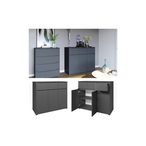 4066731244331 - Kommode Sideboard Mehrzweckschrank Ruben Anthrazit Schublade 120 cm Ablage