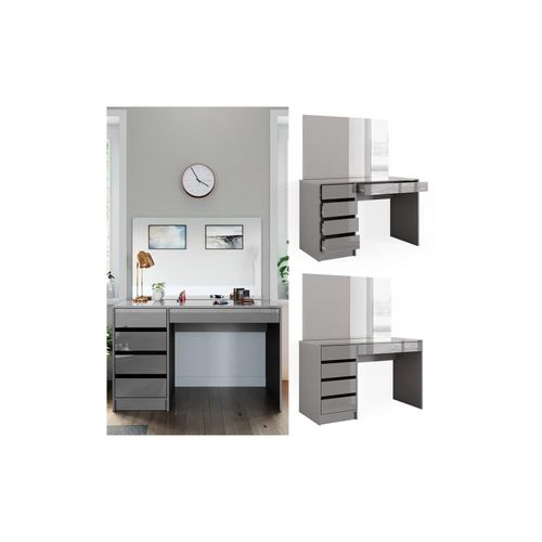 4066731196944 - Schminktisch Frisiertisch Frisierkommode Sherry Grau Schminkspiegel 120x75 cm modern Schlafzimmer Kommode Schublade Ablage Aufbewahrung Kosmetiktisch Make-Up-Tisch Hochglanz 4066731196944 - Schminktisch Frisiertisch Frisierkommode Sherry Grau Schminkspiegel 120x75 cm modern Schlafzimmer Kommode Schublade Ablage Aufbewahrung Kosmetiktisch Make-Up-Tisch Hochglanz