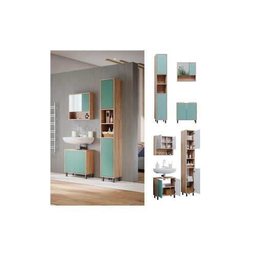4066731228454 - Badmöbel-Set Agasta sonoma Badezimmerschränke 3D Optik