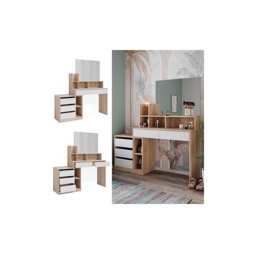4066731347391 - Schminktisch Anja 1398 x 115 cm Sonoma Weiß Spiegel Frisiertisch modern 4066731347391 - Schminktisch Anja 1398 x 115 cm Sonoma Weiß Spiegel Frisiertisch modern