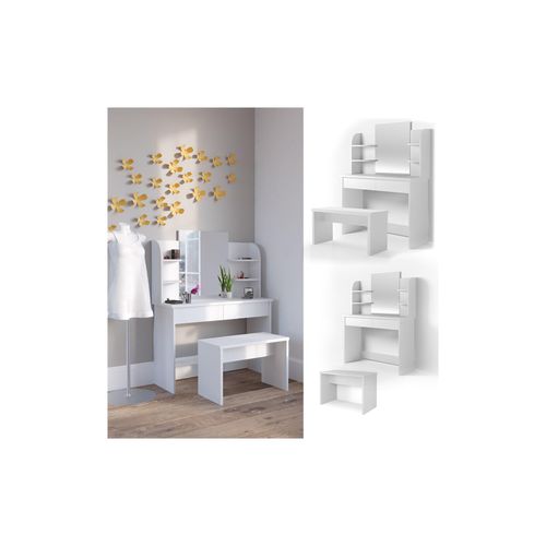 4251421944169 - Schminktisch Charlotte Frisiertisch Frisierkommode Kosmetiktisch Weiß mit Sitzbank 4251421944169 - Schminktisch Charlotte Frisiertisch Frisierkommode Kosmetiktisch Weiß mit Sitzbank