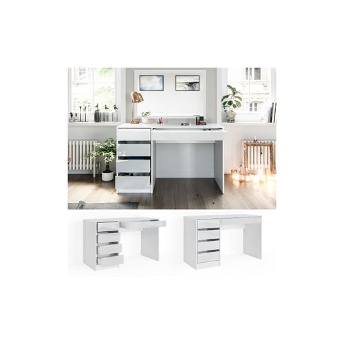 4066731042166 - Schminktisch Frisiertisch Frisierkommode Sherry Weiß Hochglanz 120 x 75 cm modern Kosmetiktisch Make-Up-Tisch Schlafzimmerkommode