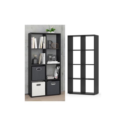 4251421934399 - Raumteiler Scutum 8 Fächer Schwarz 140 x 72 cm - Regal Bücherregal Standregal Aktenregal Raumtrenner 4251421934399 - Raumteiler Scutum 8 Fächer Schwarz 140 x 72 cm - Regal Bücherregal Standregal Aktenregal Raumtrenner