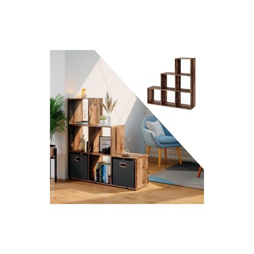 4251421977167 - Treppenregal Raumteiler Stufenregal 6 Fächer Old Style - Bücherregal 4251421977167 - Treppenregal Raumteiler Stufenregal 6 Fächer Old Style - Bücherregal