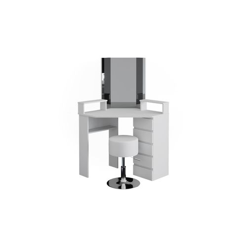 4251421972858 - Eckschminktisch Frisiertisch Frisierkommode Tilda Weiß mit Spiegel Hocker 4251421972858 - Eckschminktisch Frisiertisch Frisierkommode Tilda Weiß mit Spiegel Hocker