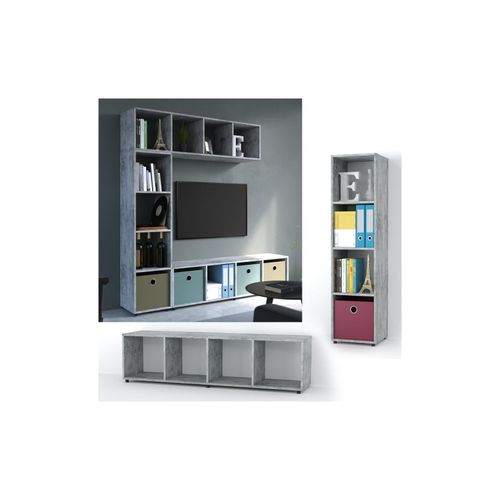 4251421911376 - VICCO Raumteiler LUDUS 4 Fächer Grau Beton - Standregal Sideboard Bücherregal 4251421911376 - VICCO Raumteiler LUDUS 4 Fächer Grau Beton - Standregal Sideboard Bücherregal