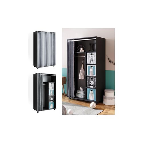 4066731276653 - mobiler Kinderkleiderschrank Dielenschrank Garderobe Doros Grau modern 100 x 168 cm Faltboxen offen rollbar 4066731276653 - mobiler Kinderkleiderschrank Dielenschrank Garderobe Doros Grau modern 100 x 168 cm Faltboxen offen rollbar