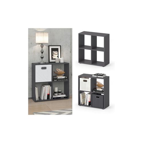 4066731036271 - Raumteiler Standregal Bücherregal 4 Fächer Tetra Grau Hochregal CD-Regal 4066731036271 - Raumteiler Standregal Bücherregal 4 Fächer Tetra Grau Hochregal CD-Regal