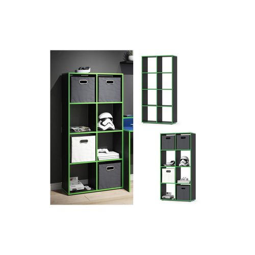 4066731037759 - Raumteiler Standregal Bücherregal 8 Fächer Scutum Schwarz Grün Hochregal 4066731037759 - Raumteiler Standregal Bücherregal 8 Fächer Scutum Schwarz Grün Hochregal