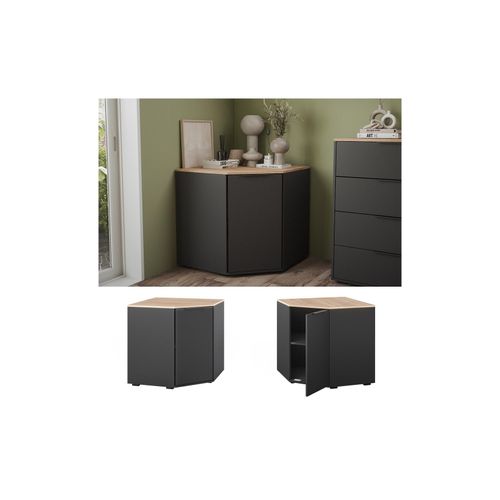 4066731381180 - Eckkommode Betti Anthrazit Sonoma 78 x 78 cm Wohnzimmer 1 Tür