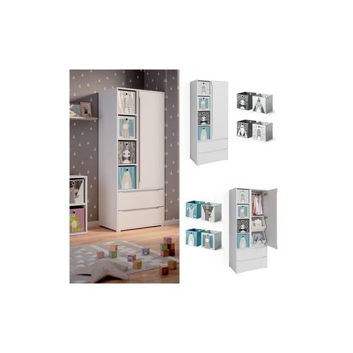 4066731036226 - Kleiderschrank Schlafzimmerschrank Ruben Weiß Schubladen Kinder-Faltboxen 4066731036226 - Kleiderschrank Schlafzimmerschrank Ruben Weiß Schubladen Kinder-Faltboxen