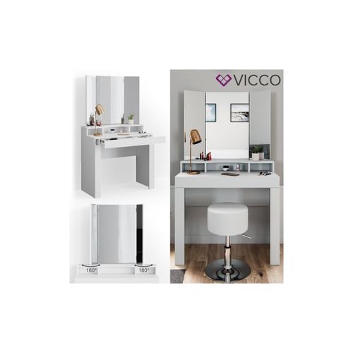 4251421948228 - Schminktisch Nora weiß Spiegel Hocker Frisiertisch Kommode mit Schublade 4251421948228 - Schminktisch Nora weiß Spiegel Hocker Frisiertisch Kommode mit Schublade