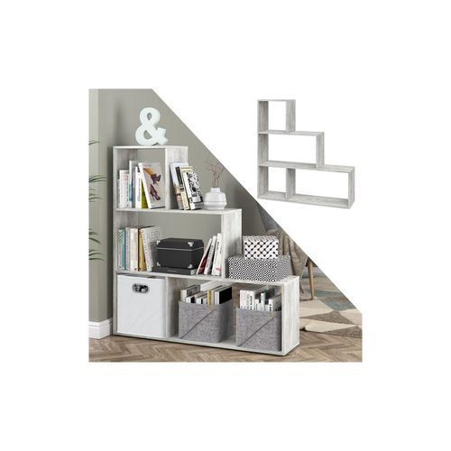 4251421923379 - Treppenregal Asym Raumteiler Bücherregal Regal Wandregal 4 Fächer Beton 4251421923379 - Treppenregal Asym Raumteiler Bücherregal Regal Wandregal 4 Fächer Beton