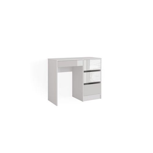 4066731227402 - Schminktisch Frisiertisch Frisierkommode Sherry Weiß 90x75 cm modern Schlafzimmer Kommode Schublade Ablage Aufbewahrung Kosmetiktisch Make-Up-Tisch Hochglanz