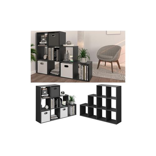 4066731028351 - Treppenregal Raumteiler Bücherregal 9 Fächer Anthrazit Stufenregal Regal 4066731028351 - Treppenregal Raumteiler Bücherregal 9 Fächer Anthrazit Stufenregal Regal