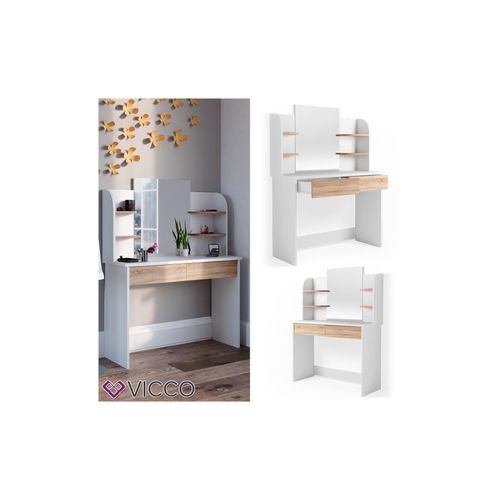 4251421938113 - VICCO Schminktisch CHARLOTTE Frisiertisch Weiß Eiche Kommode Kosmetiktisch 4251421938113 - VICCO Schminktisch CHARLOTTE Frisiertisch Weiß Eiche Kommode Kosmetiktisch